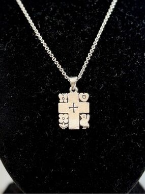 JAMES AVERY Sterling Cross Butterfly Heart Flower Chick Pendant Necklace RETIRED